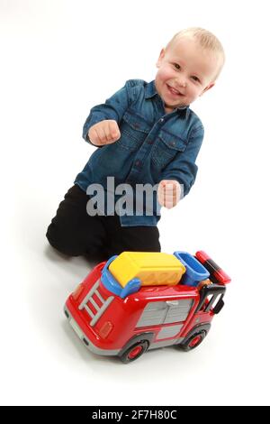 young boy playing, life in covid19 isolation Stock Photo
