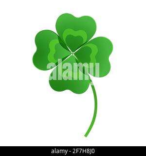Cartoon four leaf clover icon isolated on white background for St. Patrick s Day. Vector clipart. Stock Vector