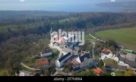 Aerial view on the monastery 'Andechs', close to the Ammersee in Bavaria, Germany Stock Photo