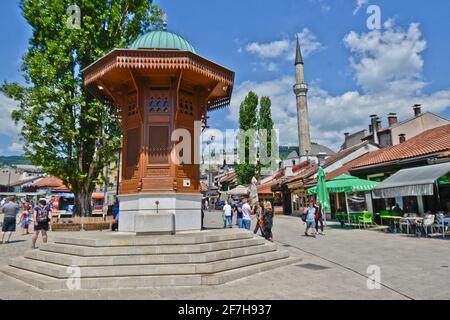 Sebilj Fountain, Sarajevo old town, Bascarsija, Bosnia Stock Photo