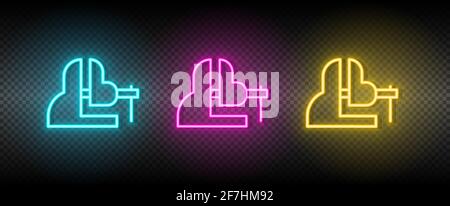 repair, vise vector icon yellow, pink, blue neon set. Tools vector icon on dark transparency background Stock Vector
