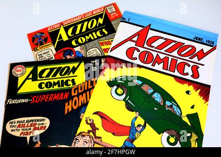 Cover of ACTION COMICS, American Comic book with Superman the first ...