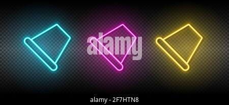 thimble vector icon yellow, pink, blue neon set. Tools vector icon on dark transparency background Stock Vector