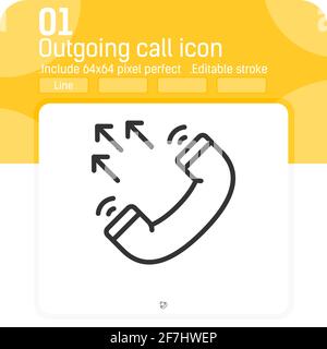 Outgoing call vector icon with outline style isolated on white background. vector illustration black style element thin icon for ui, ux, web, communic Stock Vector