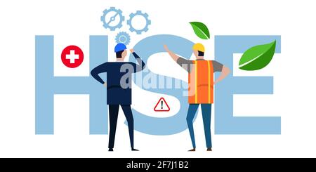 HSE health safety environment concept of workplace protection compliance Stock Vector