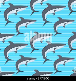 shark fish seamless pattern vector illustration Stock Vector