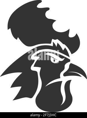 Chicken Rooster Head Mascot Animal Template Silhouette Isolated Stock Vector