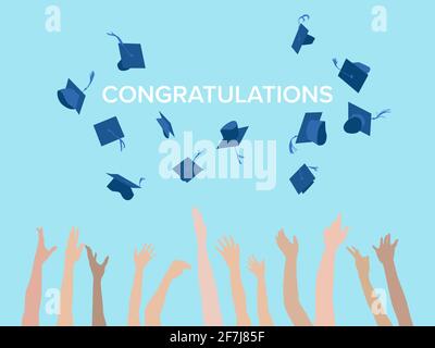 Graduation Ceremony Hat Throwing on illustration graphic vector Stock Vector
