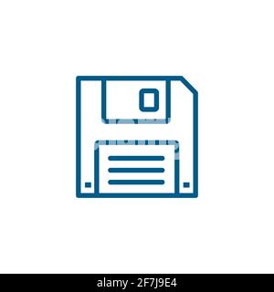 Floppy Disc Line Blue Icon On White Background. Blue Flat Style Vector Illustration. Stock Vector