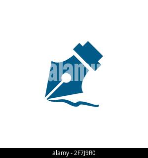 Fountain Pen Nib Blue Icon On White Background. Blue Flat Style Vector Illustration. Stock Vector