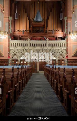 Narthex screen and organ inside of Old South Church.Back Bay.Boston.Massachusetts.USA Stock Photo