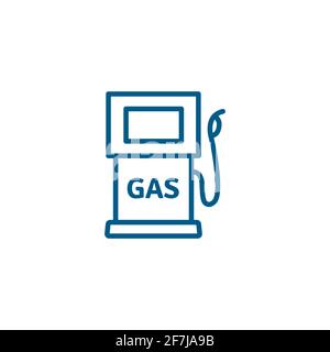 Gas Station Line Blue Icon On White Background. Blue Flat Style Vector Illustration. Stock Vector