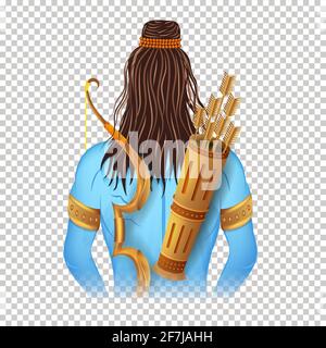 Lord Rama illustration on transparent background for Indian Hinduism Festival Dussehra, Navratri vector illustration. Stock Vector