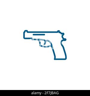 Gun Line Blue Icon On White Background. Blue Flat Style Vector Illustration. Stock Vector