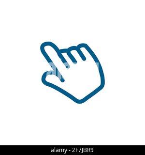 Hand Blue Icon On White Background. Blue Flat Style Vector Illustration. Stock Vector