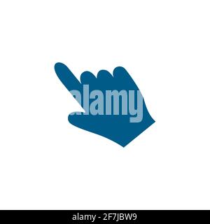 Hand Blue Icon On White Background. Blue Flat Style Vector Illustration. Stock Vector