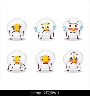 Fried egg cartoon character with sad expression. Vector illustration Stock Vector