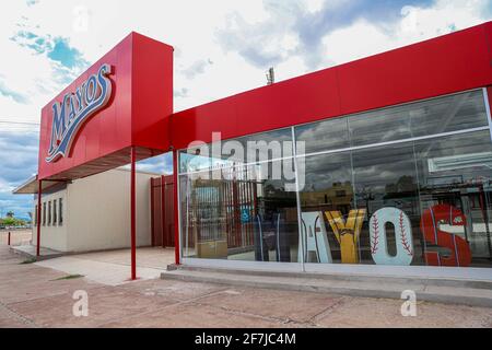 General view of the façade of the Estadio Manuel 'Ciclón' Echeverría of the Mayos baseball team from Navojoa, Mexico.  . © .. (Photo: Luis Gutierrez By NortePhoto.com)... Vista general de la fachada del estadio Estadio Manuel 'Ciclón' Echeverría del equipo de beisbol de los Mayos de Navojoa, Mexico. . © .. (Photo: Luis Gutierrez By NortePhoto.com) Stock Photo