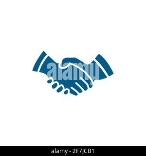 Handshake Blue Icon On White Background. Blue Flat Style Vector Illustration. Stock Vector