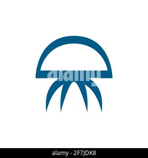 Jellyfish Blue Icon On White Background. Blue Flat Style Vector Illustration. Stock Vector