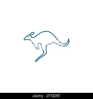 Kangaroo Line Blue Icon On White Background. Blue Flat Style Vector Illustration. Stock Vector