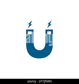 Magnet Blue Icon On White Background. Blue Flat Style Vector Illustration. Stock Vector