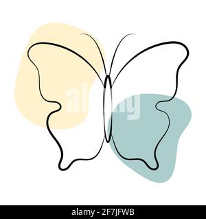 Beautiful Butterfly In Line Art Style With Abstract Shapes. Vector Logo Design Stock Vector