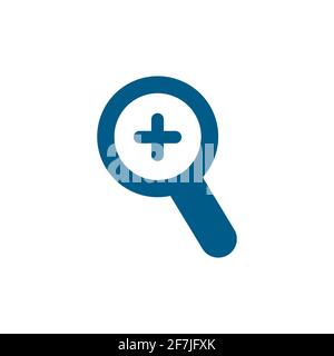Magnifying Glass Plus Blue Icon On White Background. Blue Flat Style Vector Illustration. Stock Vector