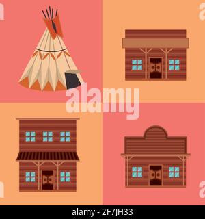 four west icons Stock Vector