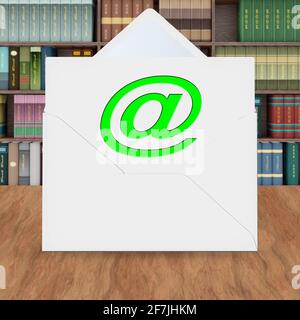 3D illustration. Isolated white envelope and letter on white background. Stock Photo