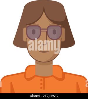 Illustration of a young woman drawn in flat style. Stock Vector