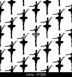 Silhouette of ballerina seamless background Stock Vector
