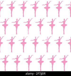 Pink ballerina seamless pattern on white background Stock Vector