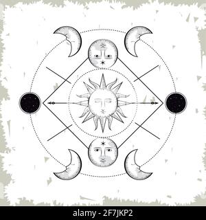 astrology moons diagram Stock Vector