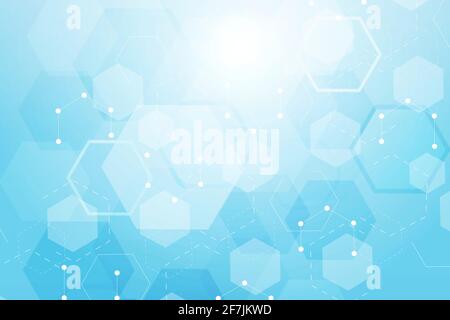 Modern futuristic background of the scientific hexagonal pattern. Virtual abstract background with particle, molecule structure for medical Stock Vector