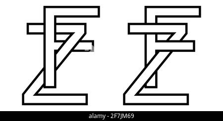 Logo sign fz and zf icon sign interlaced letters z, F vector logo zf, fz first capital letters pattern alphabet z f Stock Vector