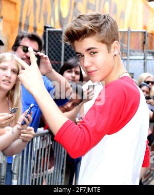 June 20, 2012: Justin Bieber arrives for his soundcheck at the Ed Sullivan Theater for his appearance on Late Show with David Letterman in New York Ci Stock Photo