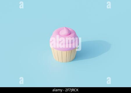 cupcakes single isolated object. 3d render illustration with isometric Stock Photo