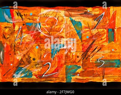 abstract artwork with acrylics paint on cardboard Stock Photo