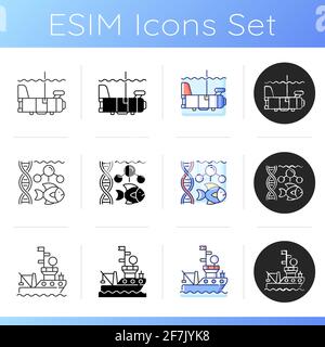 Marine exploration icons set Stock Vector