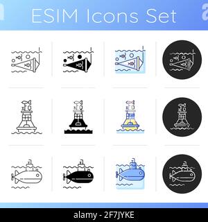 Marine exploration icons set Stock Vector