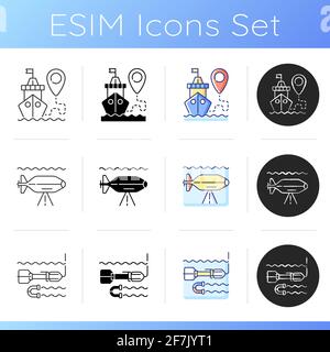 Marine exploration icons set Stock Vector