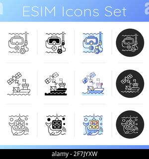Marine exploration icons set Stock Vector