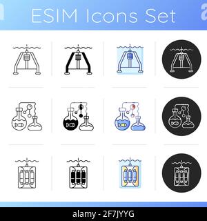 Marine exploration icons set Stock Vector