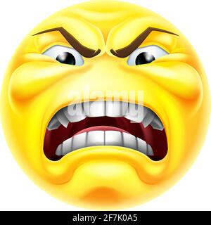 Angry Jealous Mad Hate Emoticon Cartoon Face Stock Vector