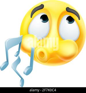Whistling Tune Emoticon Cartoon Face Stock Vector