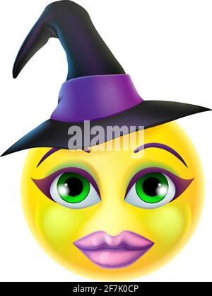 Witch Emoticon Cartoon Halloween Face Stock Vector