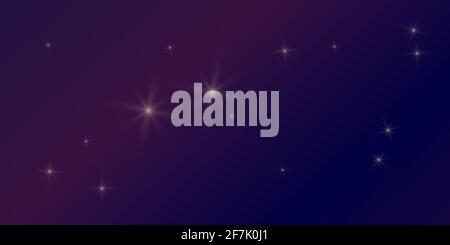 Purple, violet, amethyst, Gradient colorful bright background with stars flare glare lights. Vector illustration horizontal format Stock Vector