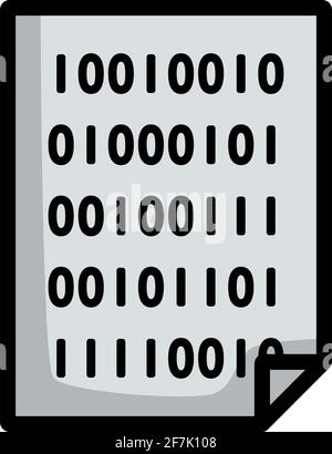 Sheet With Binary Code Icon. Editable Bold Outline With Color Fill Design. Vector Illustration. Stock Vector