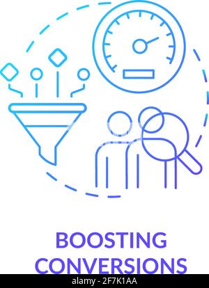 Boosting conversion blue gradient concept icon Stock Vector